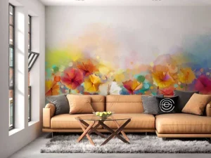Fashion Gekleurde aquarel bloemen fotobehang Kunst & Design | Bloemen