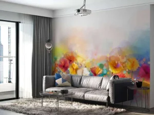 Fashion Gekleurde aquarel bloemen fotobehang Kunst & Design | Bloemen