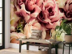 Hot Gekleurde rozen boeket fotobehang Bloemen