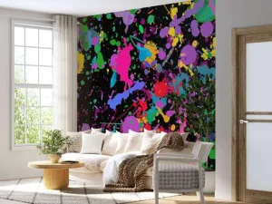 Clearance Gekleurde splash graffiti fotobehang Tienerkamer | Kunst & Design