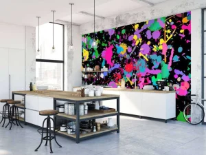 Clearance Gekleurde splash graffiti fotobehang Tienerkamer | Kunst & Design