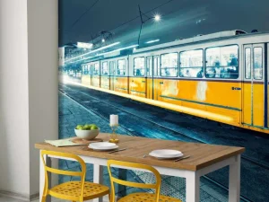 Outlet Gele tram in Boedapest fotobehang Transport