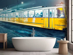 Outlet Gele tram in Boedapest fotobehang Transport