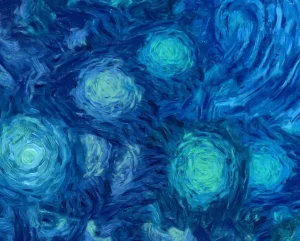Outlet Geschilderde blauwe bloemen structuur fotobehang Kunst & Design