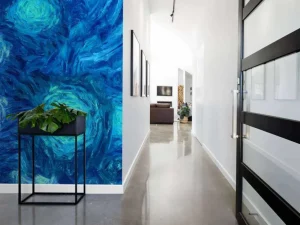 Outlet Geschilderde blauwe bloemen structuur fotobehang Kunst & Design