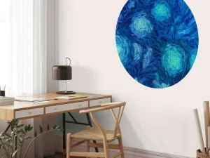 Outlet Geschilderde blauwe bloemen structuur fotobehang Kunst & Design