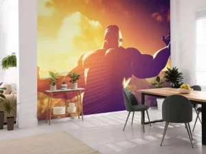 Clearance Gespierde man bij zonsondergang fotobehang Kinderkamer | Sport