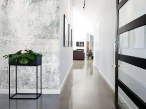 Best Gestucte witte muur fotobehang Gang | Oppervlakten