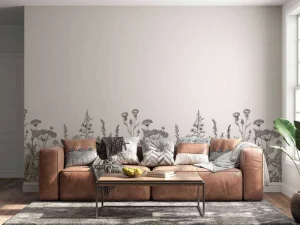 Hot Getekende hoge grassen fotobehang Woonkamer | Bloemen
