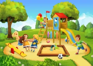 Discount Gezellige speeltuin fotobehang Kinderkamer