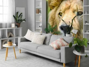 Online Gezicht van een Mooie Leeuw fotobehang Dieren