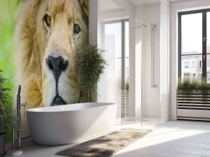 Online Gezicht van een Mooie Leeuw fotobehang Dieren