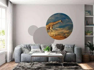 Hot Giraffe in Zuid-Afrika lopend op zand fotobehang Dieren