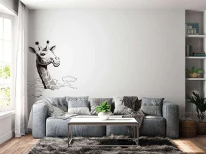 Hot Giraffe tekening fotobehang Babykamer | Dieren