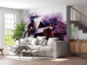 Outlet Gitaarspeler waterverf schilderij fotobehang Tienerkamer