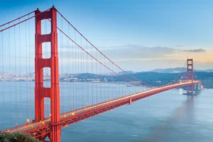 Fashion Golden Gate Bridge verlicht fotobehang Architectuur