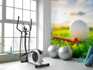New Golfballen met houder op kunstgras fotobehang Kinderkamer | Sport