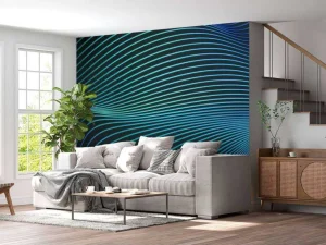 Best Golvend neon ontwerp fotobehang Tienerkamer | Computerkamer