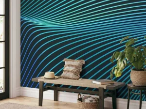Best Golvend neon ontwerp fotobehang Tienerkamer | Computerkamer