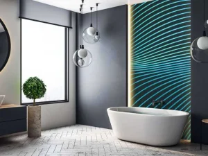 Best Golvend neon ontwerp fotobehang Tienerkamer | Computerkamer