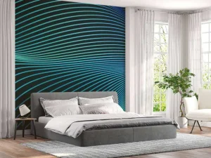 Best Golvend neon ontwerp fotobehang Tienerkamer | Computerkamer