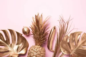 Fashion Goud fruit en bladeren fotobehang Tienerkamer | Keuken