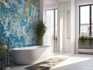 Outlet Goud-blauwe structuur fotobehang Oppervlakten