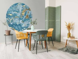 Outlet Goud-blauwe structuur fotobehang Oppervlakten