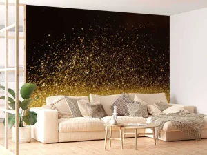 Discount Gouden glitters met een zwarte achtergrond fotobehang Tienerkamer | Oppervlakten