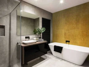 Clearance Gouden muur met structuur fotobehang Gang