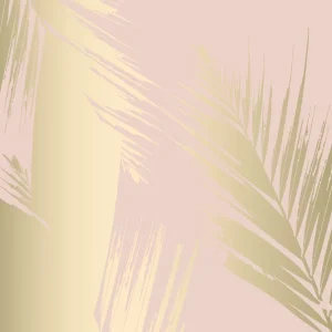 Clearance Gouden palmbladeren met een roze achtergrond fotobehang Tienerkamer | Bloemen