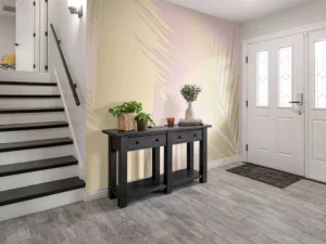 Clearance Gouden palmbladeren met een roze achtergrond fotobehang Tienerkamer | Bloemen