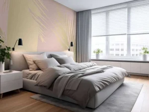 Clearance Gouden palmbladeren met een roze achtergrond fotobehang Tienerkamer | Bloemen
