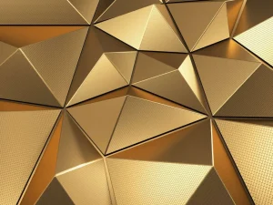 Online Gouden veelhoekig geometrisch oppervlak fotobehang 3d