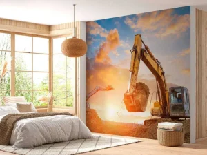 Fashion Graafmachines bij zonsondergang fotobehang Tienerkamer | Kinderkamer