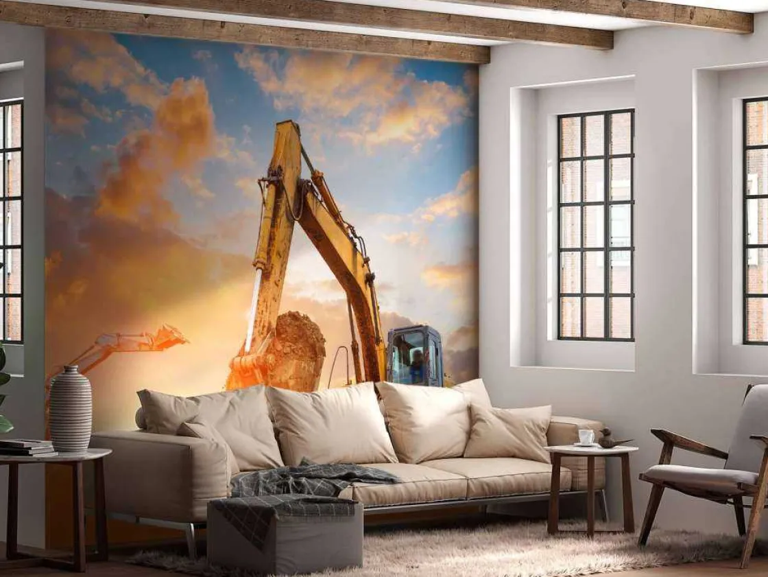 graafmachines_bij_zonsond_10.webp Fashion Graafmachines bij zonsondergang fotobehang Tienerkamer | Kinderkamer