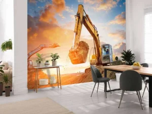 Fashion Graafmachines bij zonsondergang fotobehang Tienerkamer | Kinderkamer