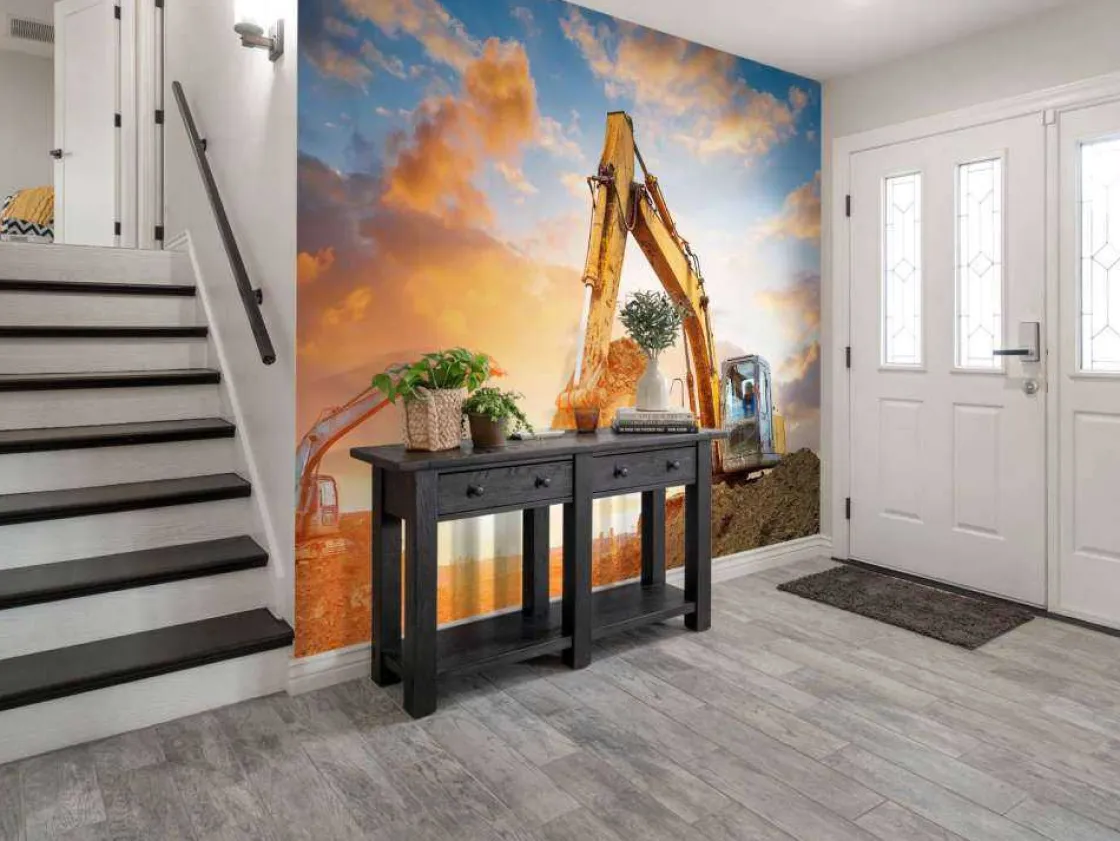 graafmachines_bij_zonsond_4.webp Fashion Graafmachines bij zonsondergang fotobehang Tienerkamer | Kinderkamer