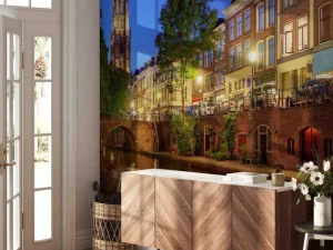 Best Grachtenpanden in Utrecht fotobehang Architectuur