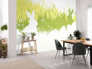 Sale Gras met konijnen fotobehang Kinderkamer | Dieren