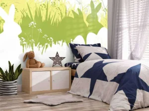 Sale Gras met konijnen fotobehang Kinderkamer | Dieren