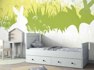 Sale Gras met konijnen fotobehang Kinderkamer | Dieren