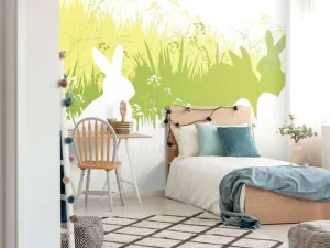 Sale Gras met konijnen fotobehang Kinderkamer | Dieren