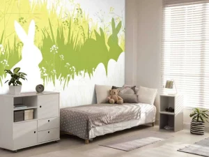 Sale Gras met konijnen fotobehang Kinderkamer | Dieren