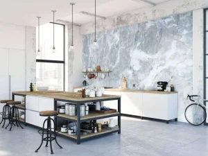 New Grijs marmer met goud fotobehang Gang