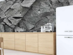 New Grijs onbewerkt steen fotobehang Woonkamer | Oppervlakten