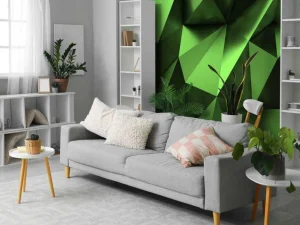 Sale Groen veelhoekig geometrisch oppervlak fotobehang 3d
