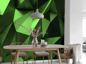 Sale Groen veelhoekig geometrisch oppervlak fotobehang 3d