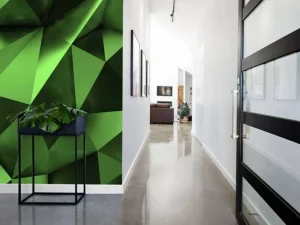 Sale Groen veelhoekig geometrisch oppervlak fotobehang 3d