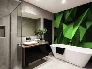 Sale Groen veelhoekig geometrisch oppervlak fotobehang 3d